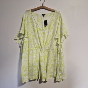 Torrid Lime Floral V-Neck Top